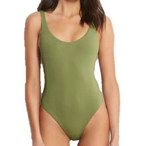 Seafolly 10761-058 Active Retro Tank Maillot Moss